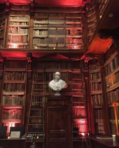 A statue inside the Angelica library