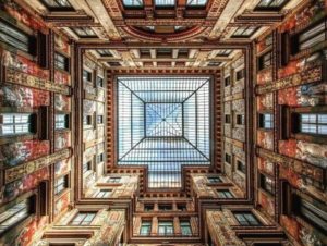 A view of ceiling of Sciarra Gallery