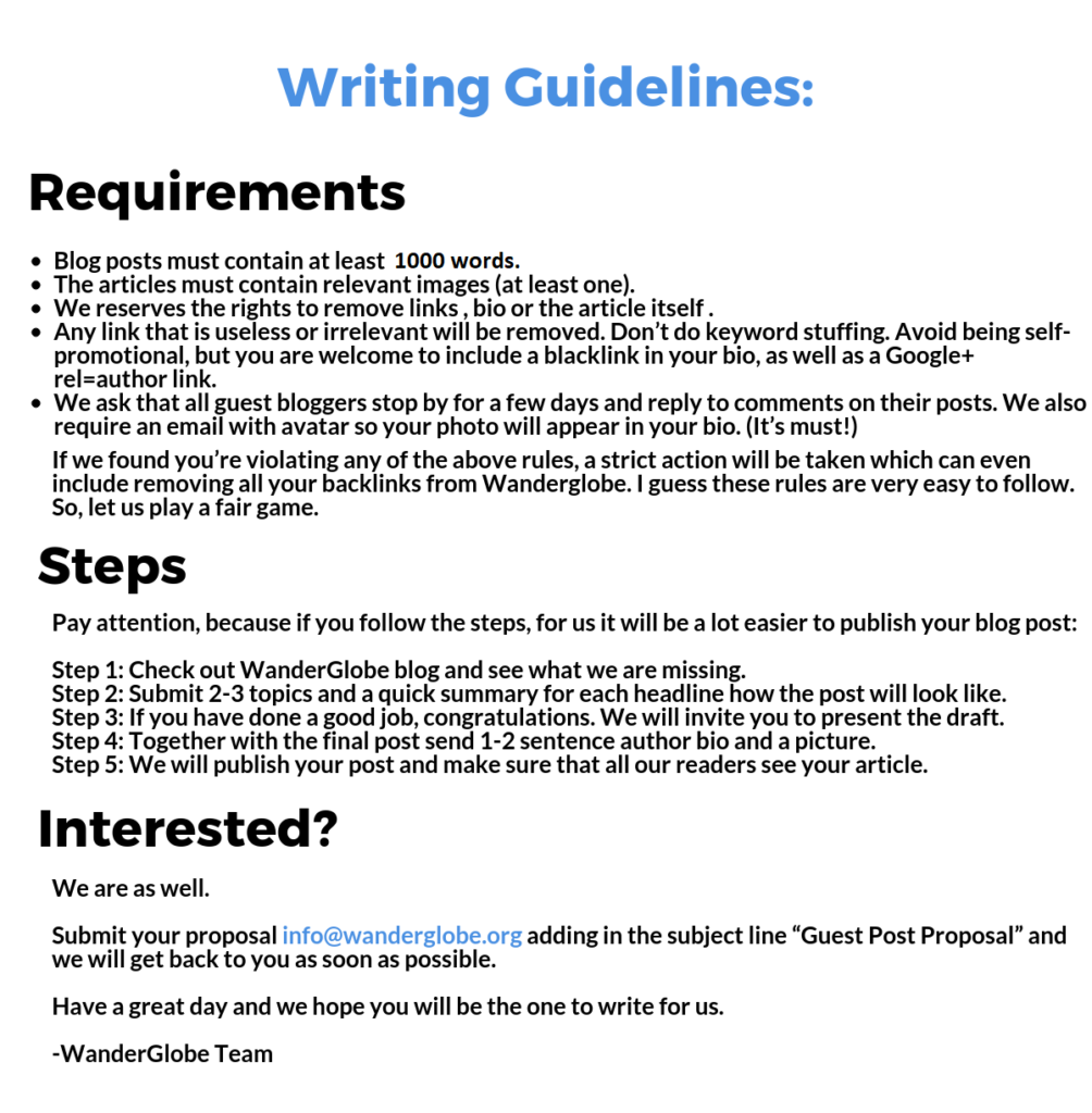 Write For WanderGlobe Guest Posting