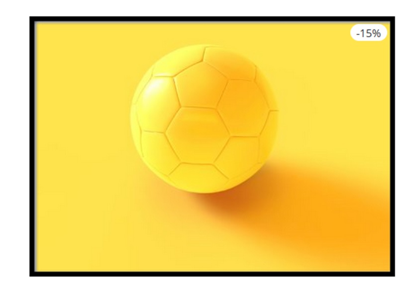 Bright yellow soccer ball on yellow background poster