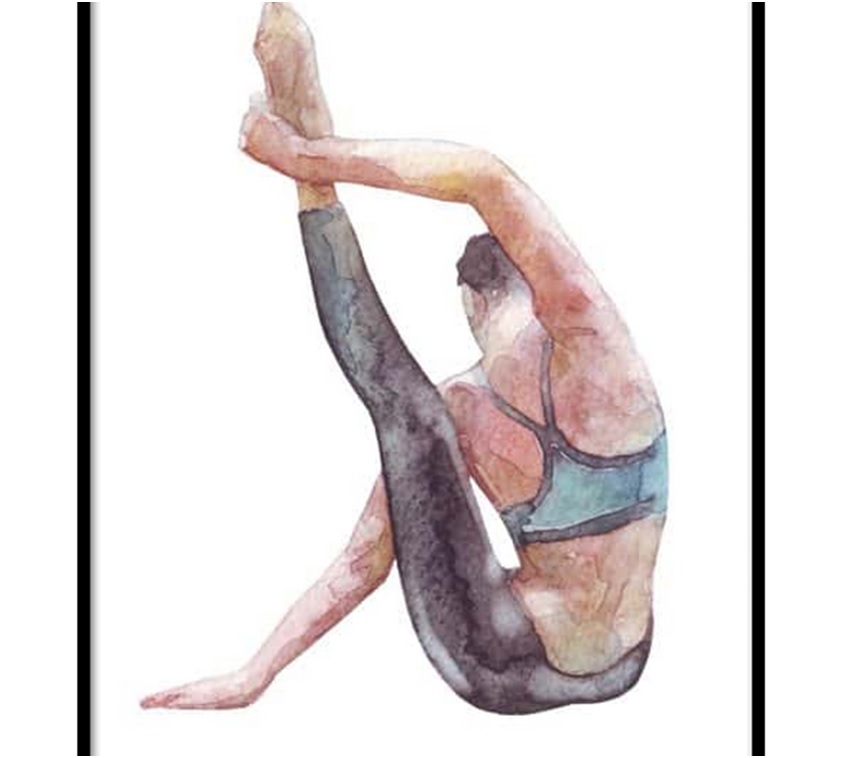 Watercolor painting of woman doing Yoga poster